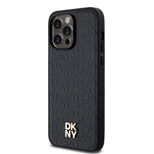 DKNY iPhone 15 Pro Mobilskal Magsafe Läder Pattern Metal Logo