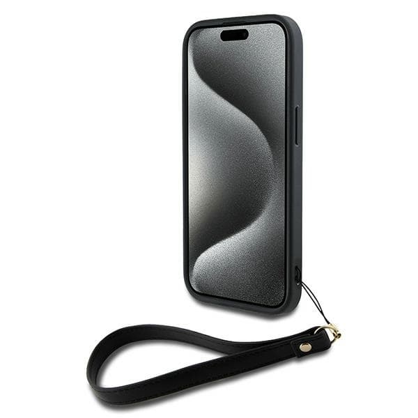 DKNY iPhone 15/14/13 Mobilskal Wrist Strap Stock Logo - Svart