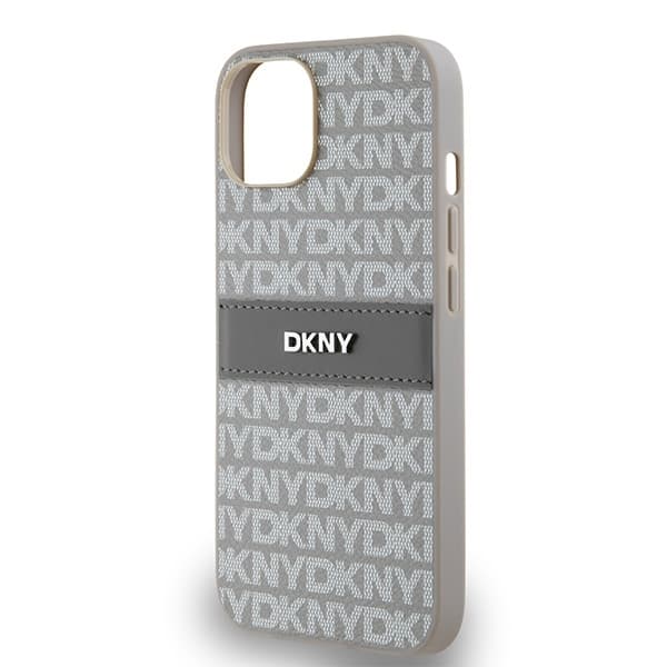 DKNY iPhone 14/15/13 Mobilskal Läder Mono Stripe & Metal Logo