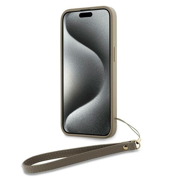 DKNY iPhone 15 Pro Mobilskal Wrist Strap Stock Logo - Beige