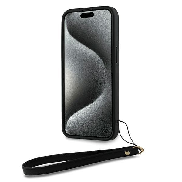 DKNY iPhone 14 Pro Max Mobilskal Wrist Strap Stock Logo - Svart