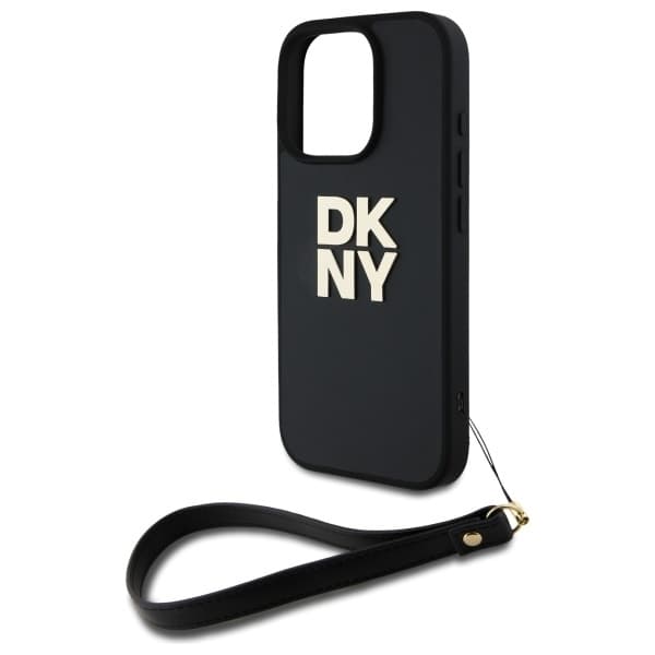 DKNY iPhone 14 Pro Max Mobilskal Wrist Strap Stock Logo - Svart
