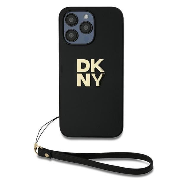 DKNY iPhone 14 Pro Max Mobilskal Wrist Strap Stock Logo - Svart