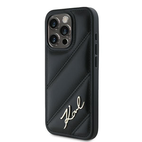 Karl Lagerfeld iPhone 15 Pro Max Mobilskal Quilted Script - Svart