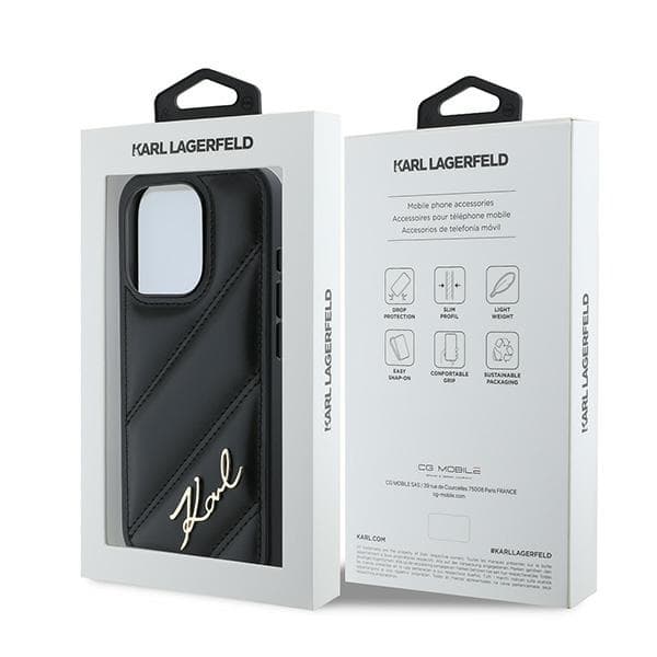 Karl Lagerfeld iPhone 15 Pro Max Mobilskal Quilted Script - Svart