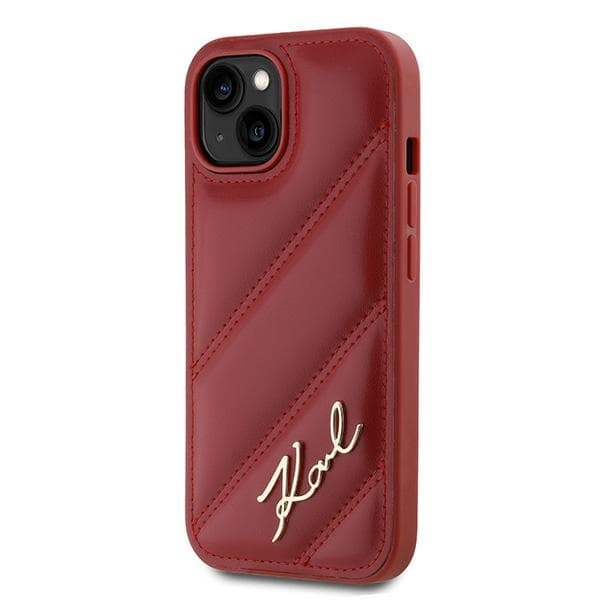 Karl Lagerfeld iPhone 15/14/13 Mobilskal Quilted Script - Röd