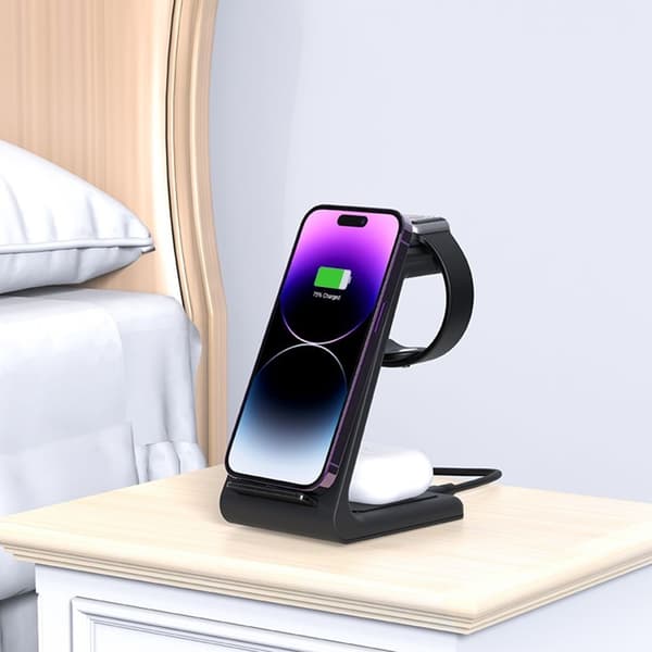 Tech-Protect 3-in-1 Trådlös Laddare iPhone, Apple Watch, AirPods - Svart