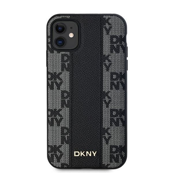 DKNY iPhone 11/XR Mobilskal MagSafe Läder Checkered Mono - Svart
