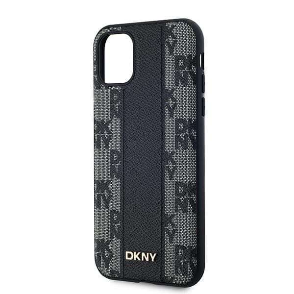 DKNY iPhone 11/XR Mobilskal MagSafe Läder Checkered Mono - Svart