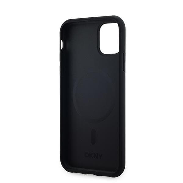 DKNY iPhone 11/XR Mobilskal MagSafe Läder Checkered Mono - Svart