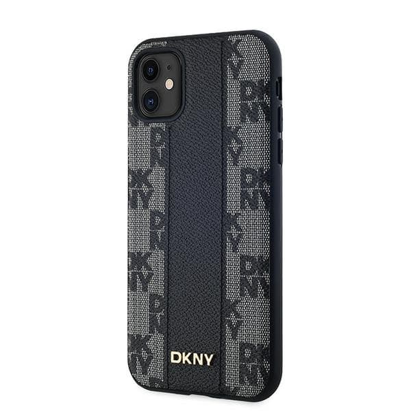 DKNY iPhone 11/XR Mobilskal MagSafe Läder Checkered Mono - Svart