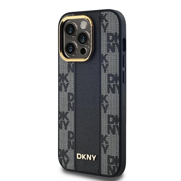 DKNY iPhone 14 Pro Mobilskal MagSafe Läder Checkered Mono - Svart