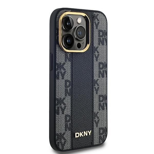 DKNY iPhone 14 Pro Mobilskal MagSafe Läder Checkered Mono - Svart