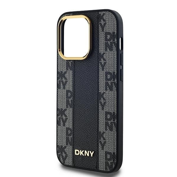 DKNY iPhone 14 Pro Mobilskal MagSafe Läder Checkered Mono - Svart