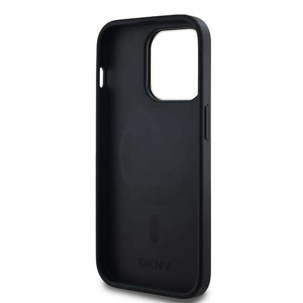 DKNY iPhone 14 Pro Mobilskal MagSafe Läder Checkered Mono - Svart
