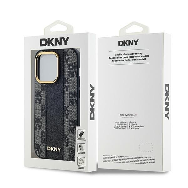 DKNY iPhone 14 Pro Mobilskal MagSafe Läder Checkered Mono - Svart