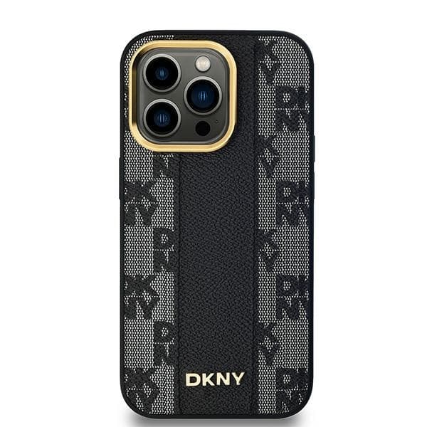 DKNY iPhone 14 Pro Mobilskal MagSafe Läder Checkered Mono - Svart