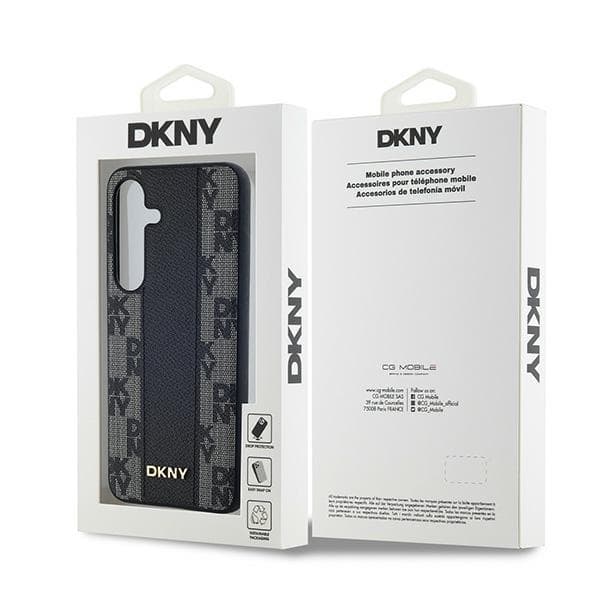 DKNY Galaxy S24 Mobilskal MagSafe Läder Checkered Mono - Svart
