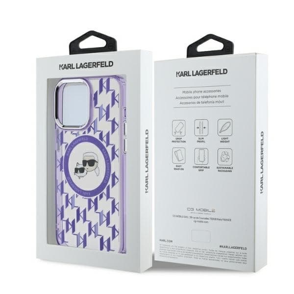 Karl Lagerfeld iPhone 15 Pro Max Mobilskal MagSafe IML Monogram - Lila