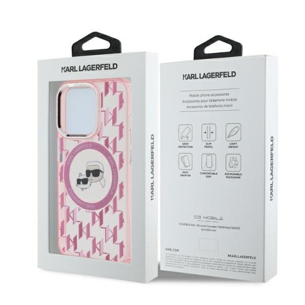 Karl Lagerfeld iPhone 15 Plus Mobilskal MagSafe IML Monogram - Rosa