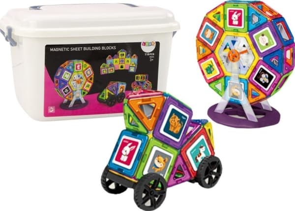 Magnetiska Klossar Set I Trunk Kvarn Hjul Byggnader 118 El LEAN Leksaker