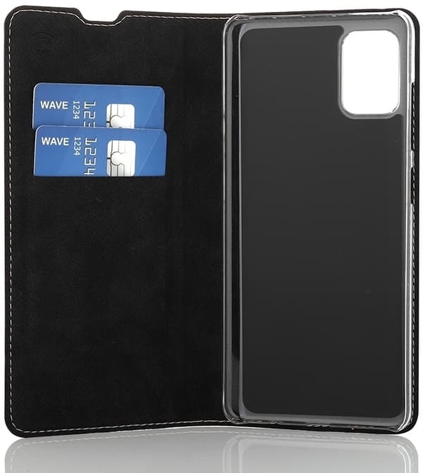 Wave BookCase -suojakotelo, Samsung Galaxy A51, ruusukulta