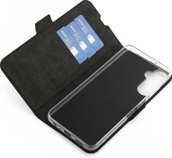 Wave BookCase -suojakuori, Samsung Galaxy A05s, musta