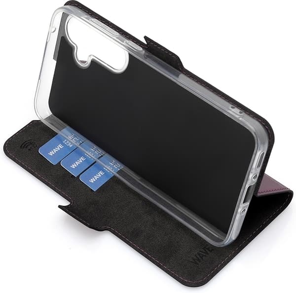 Wave BookCase -suojakuori, Samsung Galaxy A35 5G, Smoky Sangria