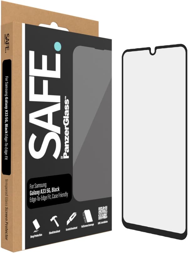 SAFE by PanzerGlass pansarglas, Samsung Galaxy A33 5G, svart ram
