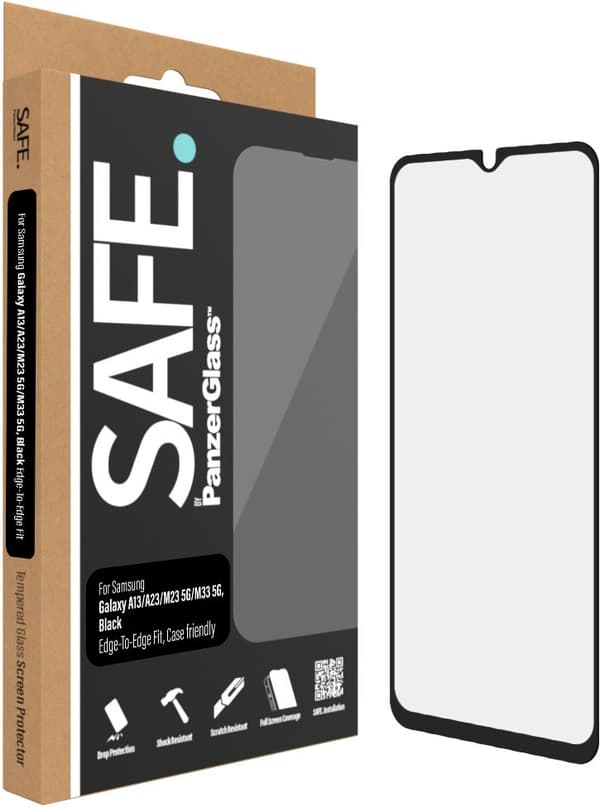 SAFE by PanzerGlass panserglas, Samsung Galaxy A13 / A23 / A23 5G, sort ramme