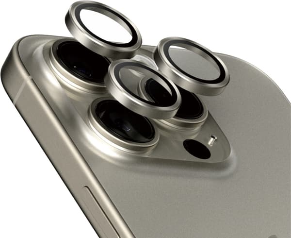 PanzerGlass Hoops kameralinsedæksel, iPhone 15 Pro / 15 Pro Max, titanium