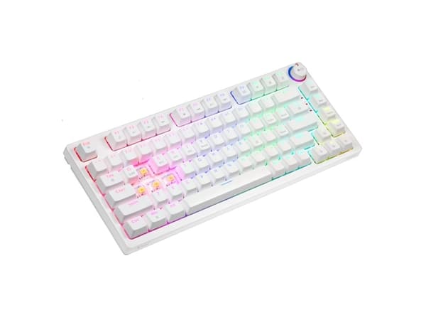 Savio Phenix WHITE GAT YELLOW, Kabel & Trådlös, USB + Bluetooth, QWERTY, RGB LED, Vit