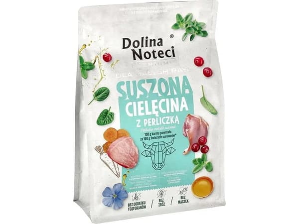 Dolina Noteci Premium kuivattu koiranruoka vasikanlihaa ja helmikanaa 3 kg