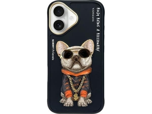 Nimmy etui iPhone 16 6.1" czarny/black Glasses Cool Dog