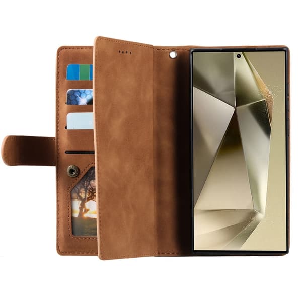 Til Samsung Galaxy S25 Ultra 5G Etui med Lynlåslomme og 9 Kortlommer