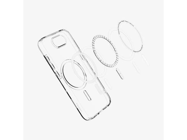 Spigen Liquid Crystal (MagFit) iPhone 16e Case Clear White, Cover, Apple, iPhone 16e, 15.5 cm (6.1"), Transparent, White