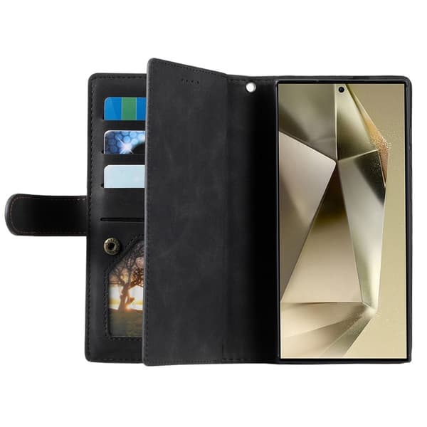 Til Samsung Galaxy S25 Ultra 5G Etui med Lynlåslomme og 9 Kortlommer