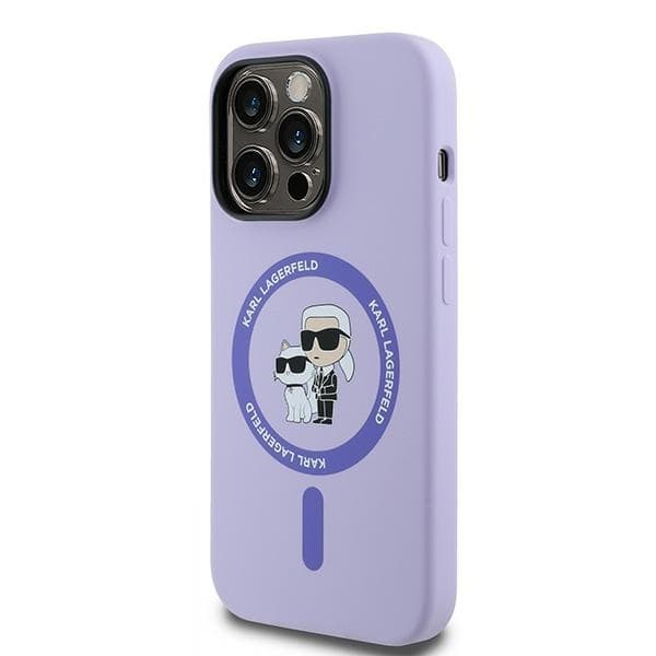 Karl Lagerfeld iPhone 14 Pro Mobilskal MagSafe Karl&Choupette Ring - Lila