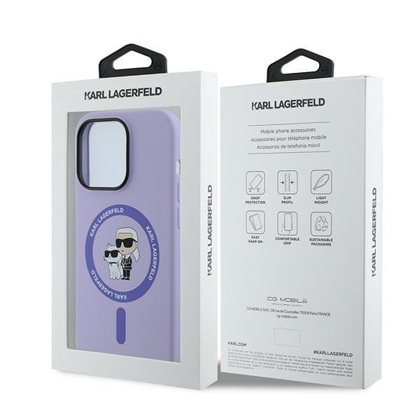 Karl Lagerfeld iPhone 14 Pro Mobilskal MagSafe Karl&Choupette Ring - Lila