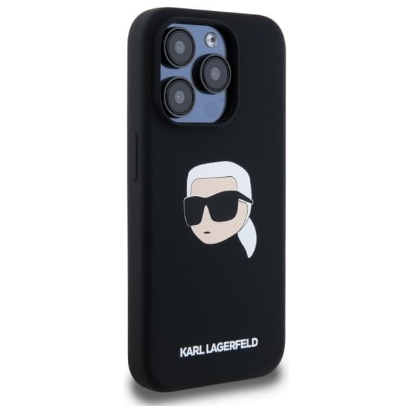 Karl Lagerfeld iPhone 15 Pro Mobilskal MagSafe Silikon Karl Head - Svart
