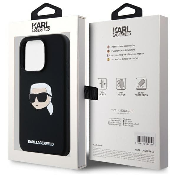 Karl Lagerfeld iPhone 15 Pro Mobilskal MagSafe Silikon Karl Head - Svart