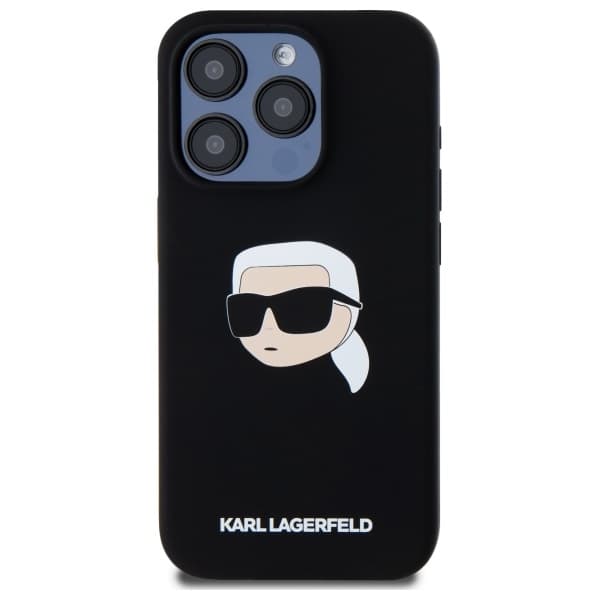 Karl Lagerfeld iPhone 15 Pro Mobilskal MagSafe Silikon Karl Head - Svart