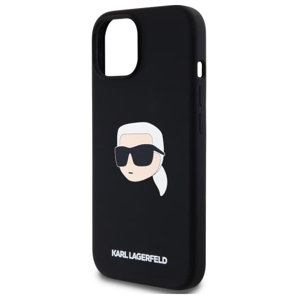 Karl Lagerfeld iPhone 15 Mobilskal MagSafe Silikon Karl Head - Svart
