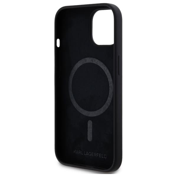 Karl Lagerfeld iPhone 15 Mobilskal MagSafe Silikon Karl Head - Svart