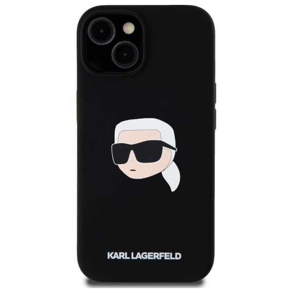 Karl Lagerfeld iPhone 15 Mobilskal MagSafe Silikon Karl Head - Svart