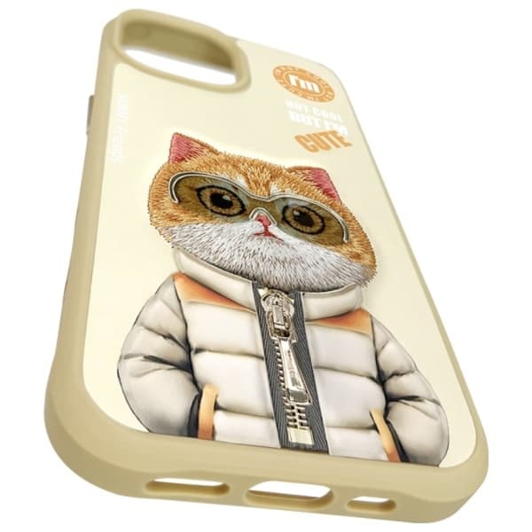 Nimmy iPhone 15 Mobilskal Cool & Cute 2.0 Cat - Khaki