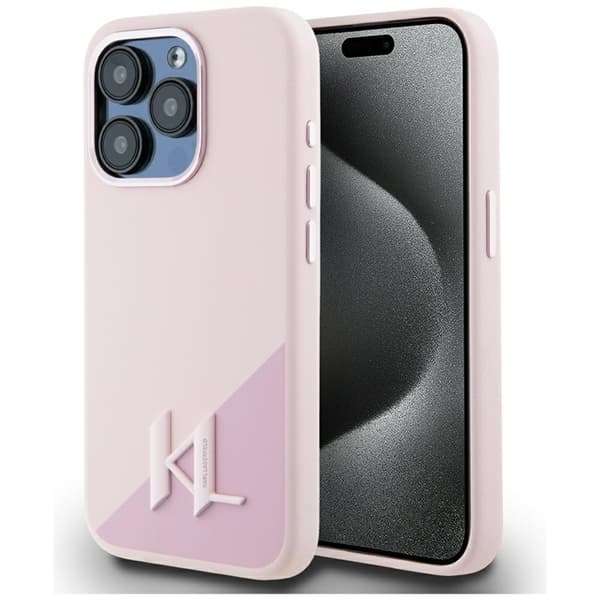 Karl Lagerfeld iPhone 15 Pro Mobilskal Magsafe Shadow Metal - Rosa