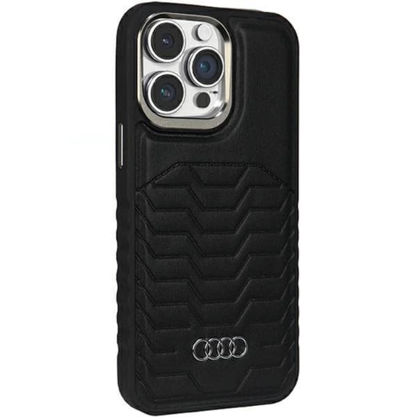 Audi iPhone 15 Pro Mobilskal Magsafe Syntetiskt Läder - Svart