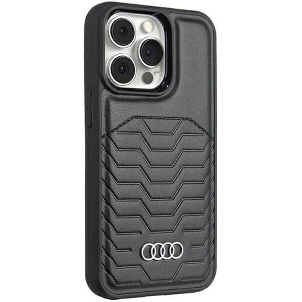 Audi iPhone 15 Pro Mobilskal Magsafe Syntetiskt Läder - Svart