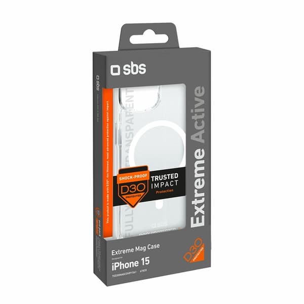 SBS iPhone 15 Mobilskal Magsafe D3O - Transparent
